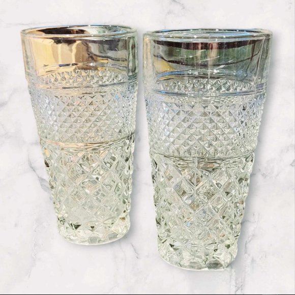 6" Vintage ANCHOR HOCKING Wexford Tumbler Glass Set of 4 - Picture 3 of 4